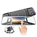 Jeemak Backup Camera 4.3" Touch Screen Mirror Dash Cam 1080P Rearview Front and Rear Dual Lens Dashboard Recorder with Waterproof Reversing Camera
