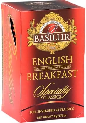 Basilur Specialty Classics - English Breakfast - Premium Black Tea | 25 Foil Enveloped Tea Bags