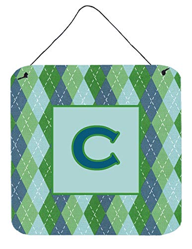 Caroline's Treasures CJ1020-CDS66 Letter C Initial Monogram - Blue Argoyle Wall or Door Hanging Prints Aluminum Metal Sign Kitchen Wall Bar Bathroom Plaque Home Decor, 6x6, Multicolor