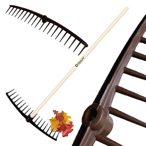 Crisalide® - Rastrello In Polipropilene Curvo Con Manico 150CM, 20 Denti Marrone, Made In Italy, Ideale Per La Cura Del Giardino, Orto