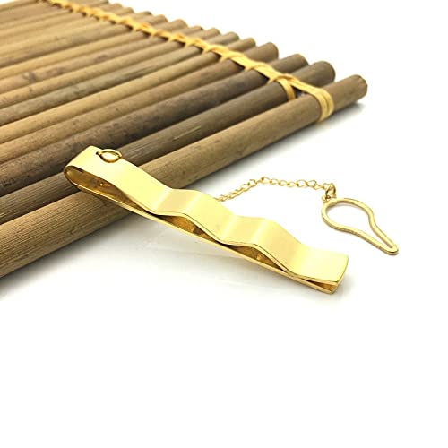Sdfgh Stainless Steel Fashion Tie Clip Golden Men's Positive Ornament Tie Clip Chain #TOP2