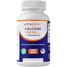 Vitamatic Calcium 1200mg with Vitamin D3 2000 IU 50mcg Bone & Immune Support Formula 240 Tablets High Absorption Calcium Carbonate with D3 Non-GMO, Gluten-Free