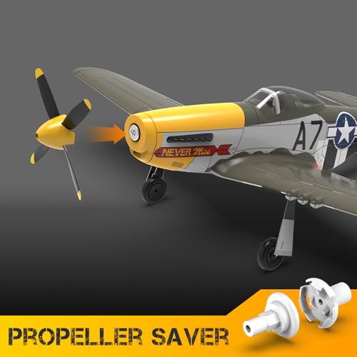 volantexrc Brushless 4CH RC Plane P51D Mustang 500mm Remote Control Airplane Fighter RTF with 6-Axis Gyro, 3 Modes & Aerobatics, 2.4GHz Radio Controlled Aircraft for Beginners & Adults