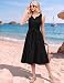Zeagoo Kleider Damen V-Ausschnitt Ärmelloses Freizeitkleider Sommer Elegant Swing Strandkleid Lässige Midi Tank Kleid mit Taschen Schwarz L