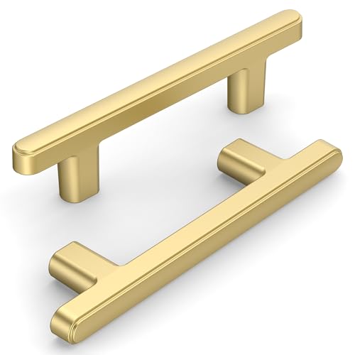 GerRiT 10個パック 3インチ(76mm) キッチンキャビネットハンドル つや消しゴールドキャビネット取っ手 キッチンハードウェア引き出し取っ手 食器棚ワードローブ用