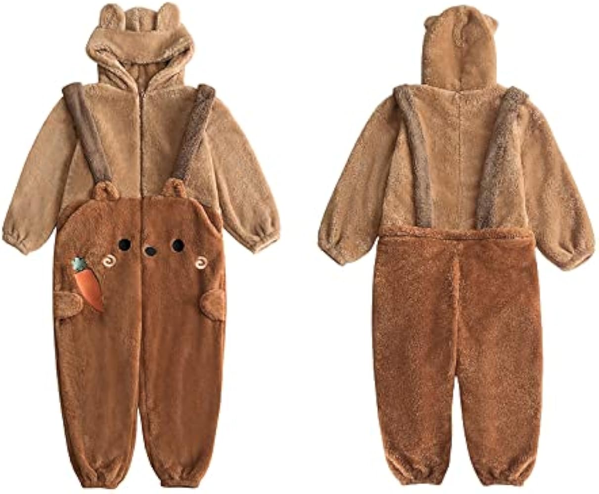 Amazon | [osseoca] ルームウェア 冬用 パジャマ クマ ロンパース