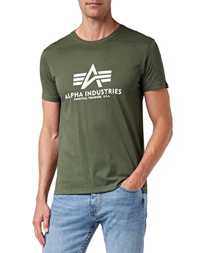 Alpha Industries Herren Basic T-Shirt, Blickdicht, Dark Olive, XXL