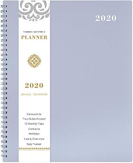 2020 Monthly Calendar Planner - 12-Month Planner with Tabs & Pocket & Label