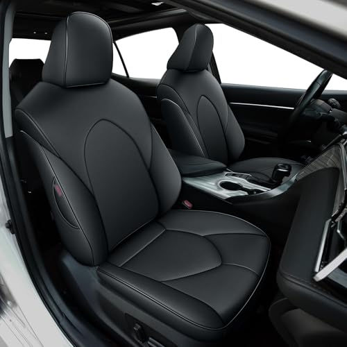 AOMSAZTO Custom Fit Seat Covers for Toyota Camry 2020 2021 2022 2023 2024 (SE,LE,SE Nightshade) Faux Leather Camry Seat Protector Full Set Black