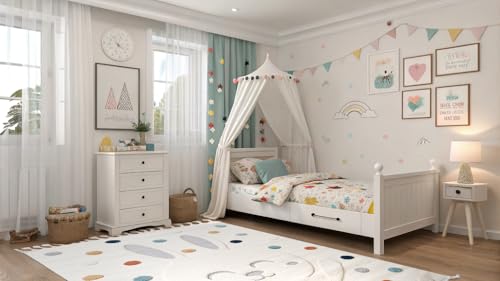 Miniatura 5 de Mazovia Alfombra Infantil - Beige Conejo, Puntos, Animal - Muestras En 3d, Fácil De Limpiar - Alfombra Para Habitaciones Infantiles, Pelo Medio Rectangular Con Oeko-Tex Suave - Cremoso - 120 X 170 Cm