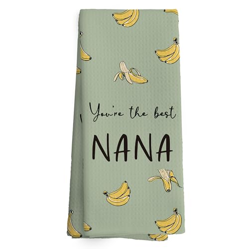 TAEDIN Nana Gifts Banana Green Kitchen Towels, Nana Gifts from Grandkids Dish Towel Dishcloth 16x24 Inches, Grandma Gift for Mothers Day Decorative Absorbent Hand Tea Towels Decor