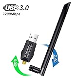 【Superschnelle 1200 Mbit/s】 Dank der neuesten 802.11ac-Technologie bietet Ihnen unser Wlan USB Stick eine maximale 1200-M WLAN Signalübertragung sowie eine DualBand Verbindung im 2.4GHz Band (300 Mbit/s) und 5 GHz Band(867 Mbit/s), um den freien Genuss von HD Videos zu gewährleisten Streaming, Audio und Online Spiele.