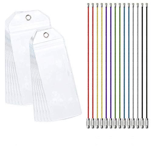 Preisvergleich Produktbild Kofferanhänger Koffer, 12 Stück Wasserfeste Kreuzfahrt Gepäckanhänger mit Reißverschluss-Versiegelung und verschraubbaren metallband, Durchsichtigen PVC-Beutel Flugzeug Gepäckanhänger