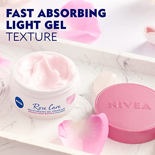 NIVEA 24h Day Cream (50 ml), Face Care with Rose Water and Hyaluron, Light Gel Face Cream for Smooth Delicate Skin, Moisturising Cream