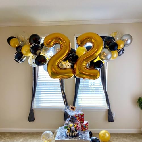 Image of 2 Balloon Numbers Birthday Decorations, 40In Gold Balloons for Men Women | Eye-catching Appearance, Perfect Decorative Centerpieces, Convenient Self-sealing Structure, Widely for Various Occasions
