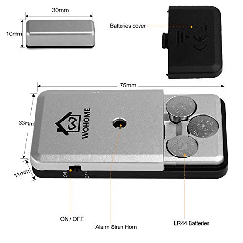 Door Window Alarms, WOHOME Wireless Burglar Alarm Home Security Magnetic Sensor with Loud 120DB/Batteries Included Anti-Theft for Home Office Hotel Suitable for Kids/Women/Elder
