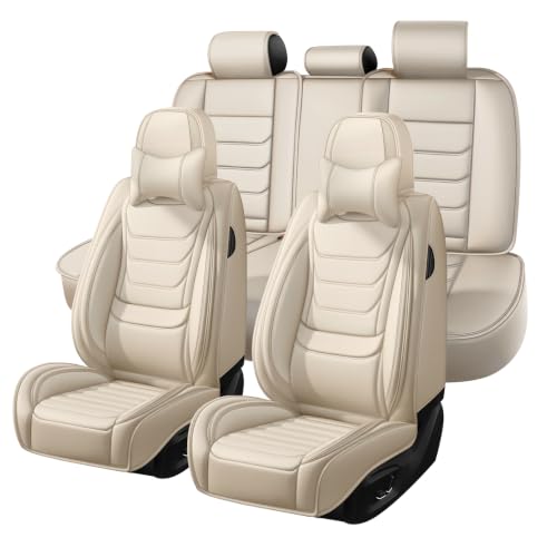 Image of Car Seat Covers Custom Fit Kia Telluride 2020-2026, Waterproof Nappa Leather Car Seat Protector, Breathable Car Seat Cushion, Seat Covers for Car(5 Seats Luxury /Beige)
