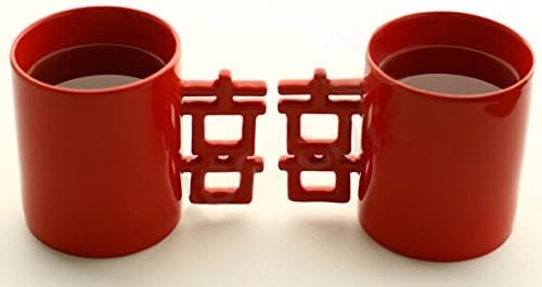 Couple Mug Creative Coffee Mug Chinese Double Happiness Cup Wedding Gift Set of 2