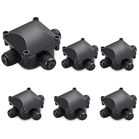 Waterproof Junction Box, IP68, 3-Way Outdoor Cable Connectors,Outdoor/External Electrical Light Junction Box Ø 6mm-10.2mm (6 Pack) Cover