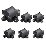 Waterproof Junction Box, IP68, 3-Way Outdoor Cable Connectors,Outdoor/External Electrical Light Junction Box Ø 6mm-10.2mm (6 Pack)