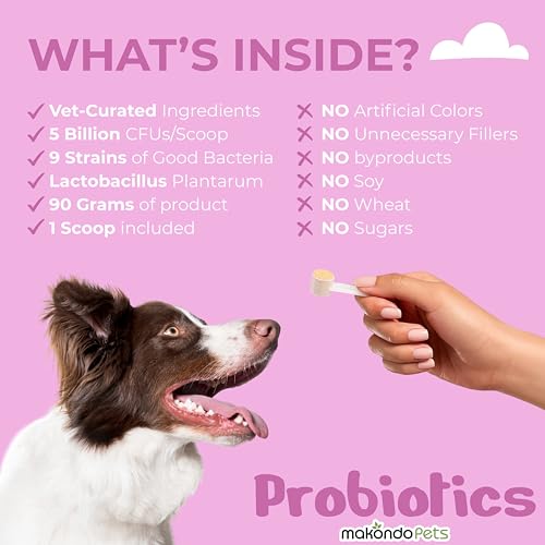 Probiotics for Dogs & Puppies–Extra Strength 9 Species, 5 Billion CFU per Scoop of Dog Probiotics and Digestive Enzymes. Support Fiber for Dogs & Dog Allergy Relief– Powder Probiotic for Canines
