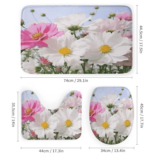 Rideaux de douche fleurs blanches tapis de bain antidérapant et accessoires - 4