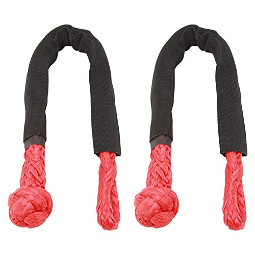 2Pcs Towing Soft Shackle 38000Lbs Breaking Force Tear Portable for Truck Large Ss Offroad Vehicels (Red)