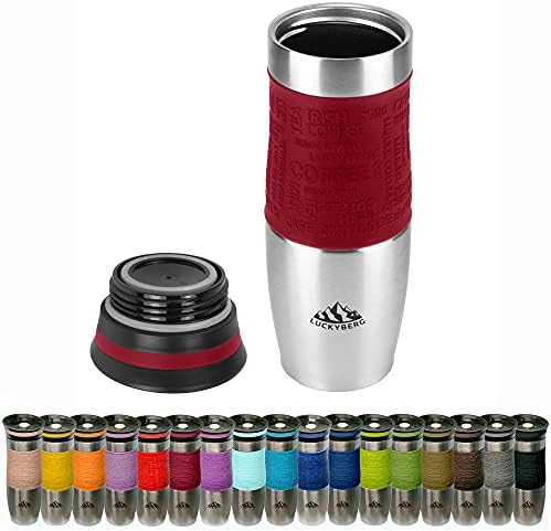 Insulated Vacuum Travel Mug, One-Handed Open and Drink, Double Walled and Leakproof for Any Hot and Cold Drink (400 ml, 13.5 oz) (Red)