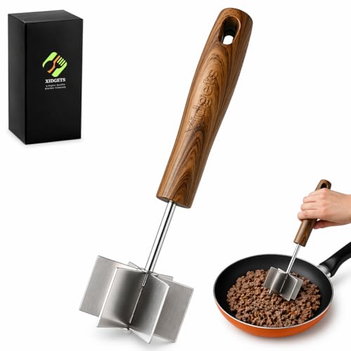 Image of Stainless Steel Meat Chopper & Masher, 6-Blade, Full Grip, Dishwasher Safe