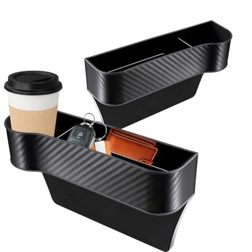 Ruayia Aufbewahrungsbox für Auto, 2 Stück PVC Becherhalter, Multifunktionaler Becherhalter für die Mittelkonsole Lückenfüller, mit Getränkehalter für Kaffee, Getränk, Flasche, Milch - Schwarz