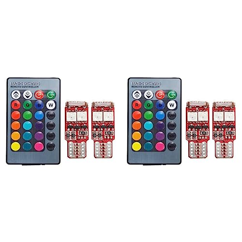 Marclix 4pcs T10 W5W LED RGB Control Remoto Luces Indicador Bombilla Coche Interior Cuña