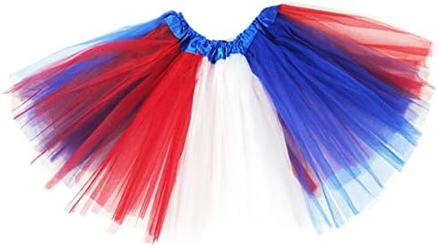 4th of July Girls Tutu Skirt Red Blue and White USA Patriotic Costume Independence Day American US Flag Tutu,Ballet Tulle Tutu Skirt Layered Rainbow Tutu Skirts