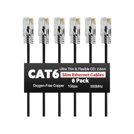 CAT 6 Ethernet Cable 1.5 FT (6-Pack), Slim Pure Copper Cat6 Cables, 1Gbps | Category 6, 550MHz, 32AWG OFC, UTP, Black, RJ45 Internet Network LAN for Router, Modem, Switch, TV, Server, Computer Room