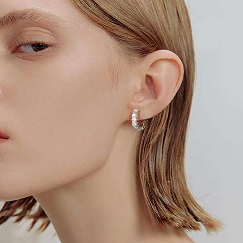 Hottie Honey Moissanite Hoop Earrings, Df Color Vvs1 Clarity Diamond Earrings Created At Lab With 925 Sterling Silver Plated 18K White Gold For Women Girls And Men #TOP1
