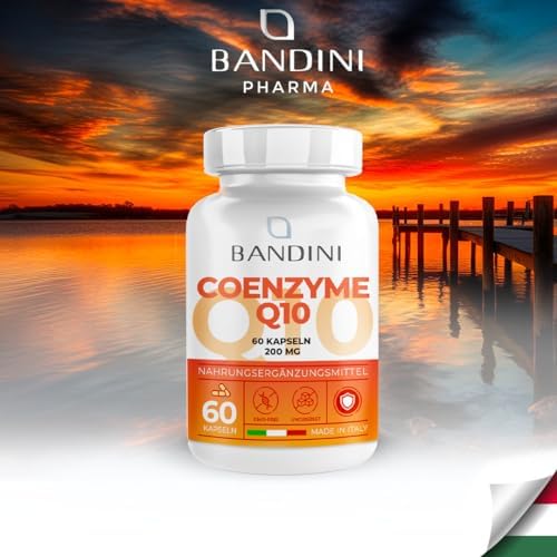 Bandini® Koenzym Q10 200mg 60 kapsułek  Wysoka Dawka CoQ10 Koenzym  Wysoka Biodostępność CoQ10 Ubichinon  Koenzym Q 10 Najlepszy antyoksydant dla skóry i układu odpornościowego