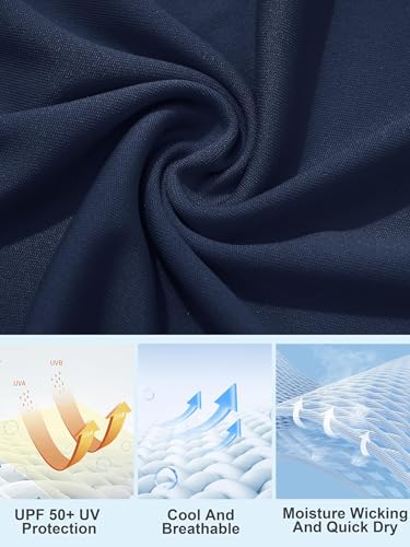 قمصان واقية من الطفح الجلدي باكمام طويلة للنساء، قمصان رياضية صيفية بعامل حماية من الاشعة فوق البنفسجية 50+ للحماية من الشمس والجري سريعة الجفاف للنساء