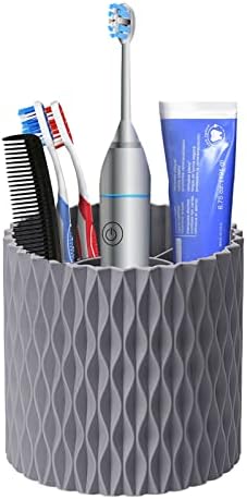 Myskuasin Toothbrush Holder, Tooth Brushing Holder Cup 5 Slots for Bathrooms, Rotatable Brush Organizer 4.6 inch