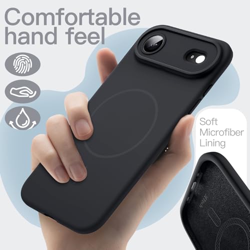 Image of JETech Magnetic Silicone Case for iPhone Air, Black | Compatible with MagSafe, Silky Soft Touch, Full Camera Lens Protection, Shock Absorbing Phone Cover