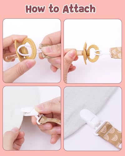 Image of babygoal Baby Pacifier Clips 8 Pack, Pacifier Holder Clips Fits for Most Pacifier and Binkies-Neutral Color 8PB25