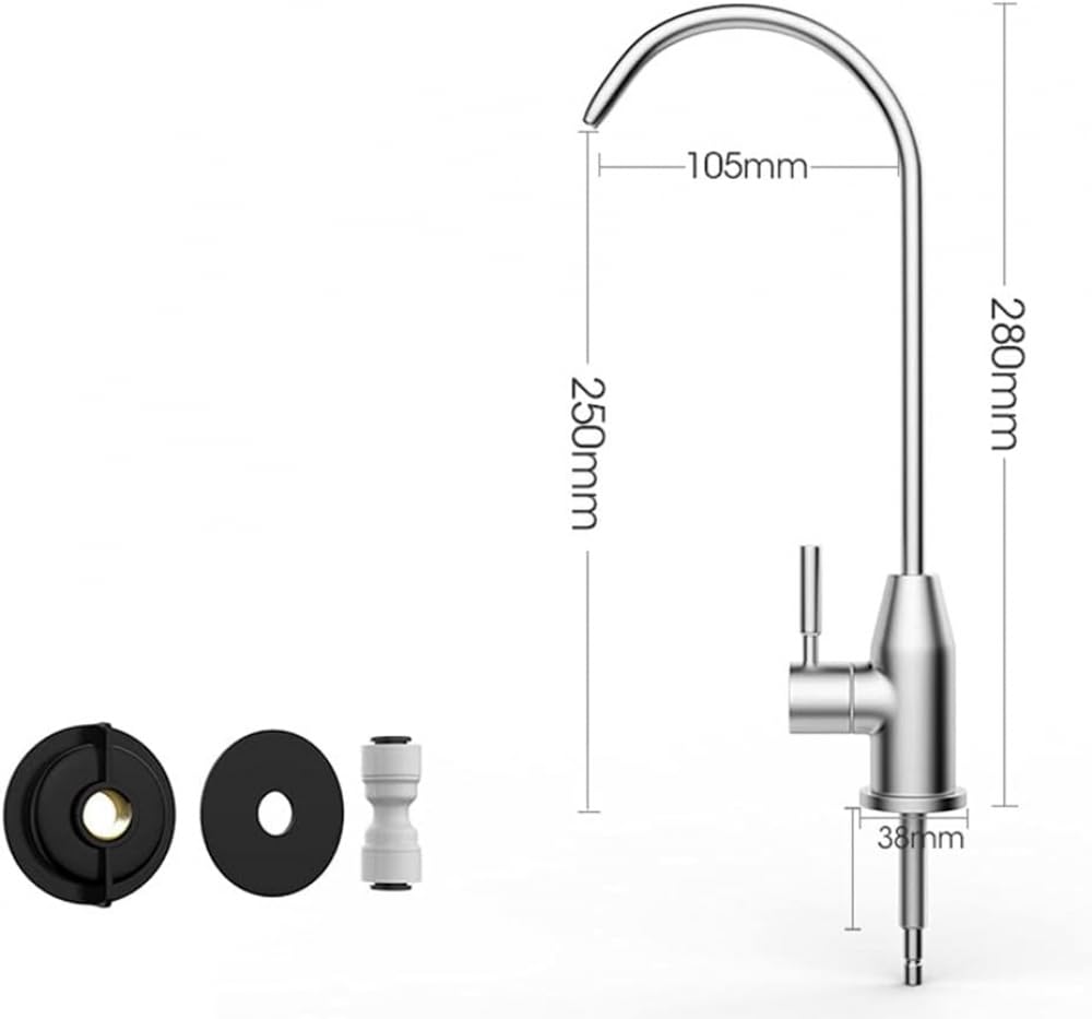 Grifo de fregadero de cocina cepillado giratorio de 360°, purificador de filtro de agua potable para sistema de ósmosis inversa, ideal para agua limpia, fácil instalación, diseño moderno