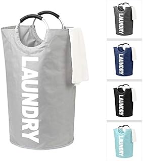 Large Collapsible Washing Laundry Basket 82L Fabric Bag, Foldable Laundry hamper Pop Up Bin (5 Colours) (Navy)