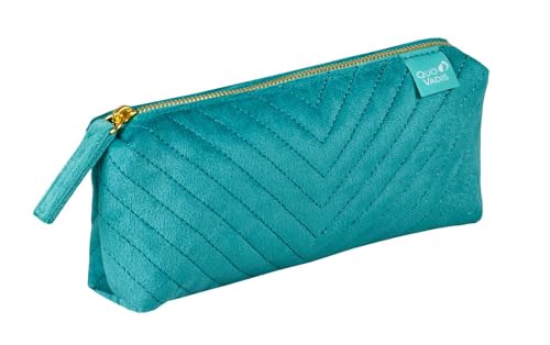 Quo Vadis - School Pencil case - Flat - Colette - Velvet - Green - Sturdy Zip - 1 Compartment