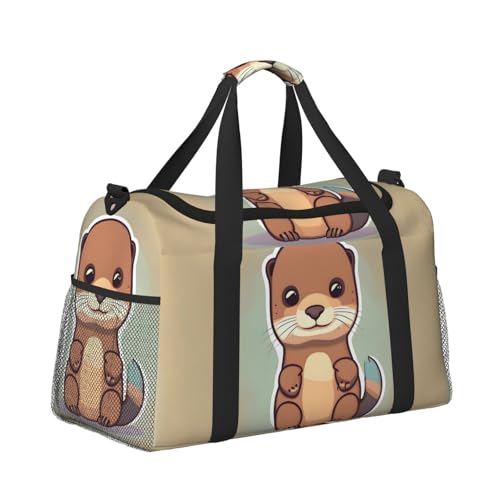 Cartoon Cute Otter print Weekender Overnight Carry On Bag Gym Luggage Bag Duffel Bag for Travel Women3