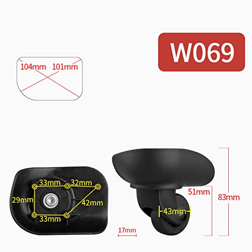 Luggage Wheels,Universal Luggage Casters,1 Pair Luggage Wheel Replacement Spare Spinner Caster for Suitcase Wheel Repair (W069)4
