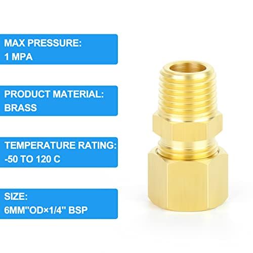 Ajuste de tubo de compresión de latón de 8 mm con conector recto macho BSP de 1/2" 3