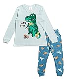 Nuribom Schlafanzug für Jungen und Mädchen - Kinder Baumwolle Pyjama (T-Rex, 90) 12-18 Monate