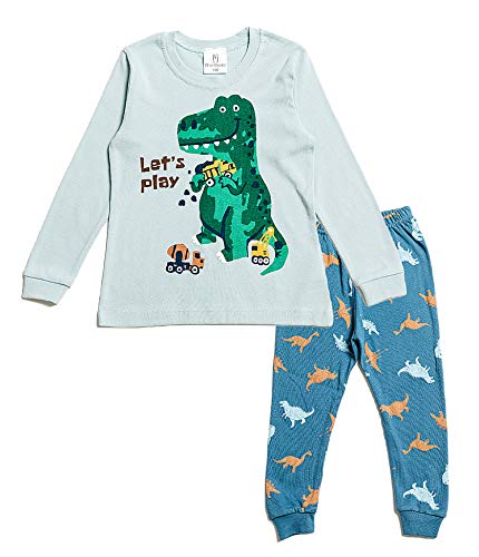 Nuribom Pijamas para niños y niñas - Pijamas para niños - Algodón Jammies para niños pequeños de 12 meses a 8 años, Play Dino, 6-7 Years Cover