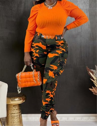 Women's Casual Cargo Camouflage Camo Pants with Pocket3