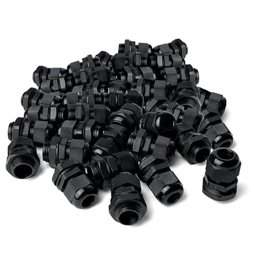MGI SpeedWare 3/8" NPT Strain Relief Nylon Cord Grip Cable Glands, Black Plastic Grommet 100-Pack