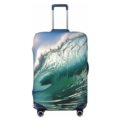 Big Ocean Wave Travel Luggage Cover Suitcase Protector Washable Elastic Suitcase Cover Anti-Scratch Luggage Protector Small Travel Suitcase Baggage Cover Fits 18-32 Inch Suitcase